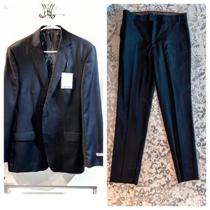 NWT Calvin Klein FULL Black Suit Slim Fit 42-36W